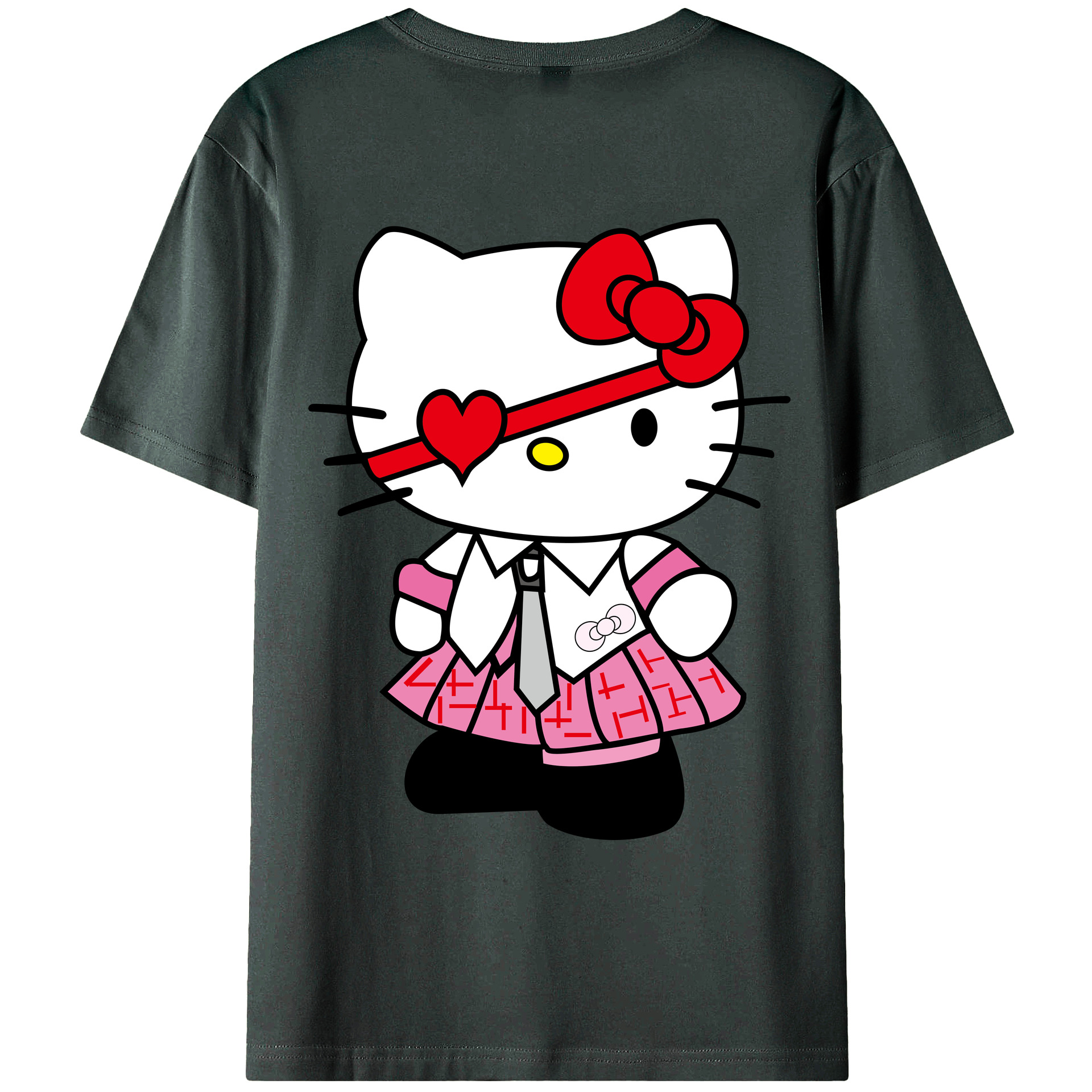 （画像用） Hello Kitty ハローキティ 綿100％ メンズ半袖Tシャツ（バックプリント） 通気性
